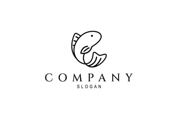 Fish logo with line design template