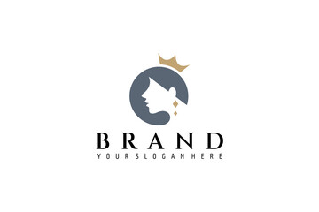 Beauty Queen Luxury Logo Design for Beauty logo design template - obrazy, fototapety, plakaty