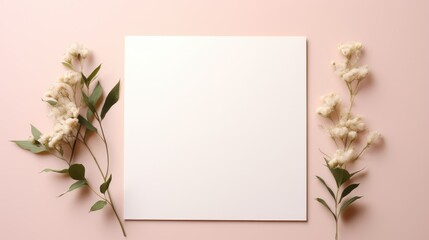 pink marriage invitation postcard paper mockup romance letter floral wedding blank paper template