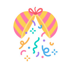 paper balls at parties with confetti exploding as a birthday surprise