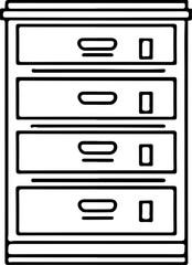 file cabinet in line art on transparent background