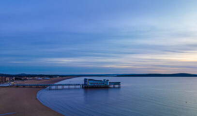 Aerial view of Weston-super-Mare,  a seaside town in the North Somerset, England.