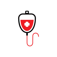 Obraz premium blood bag vector icon, IV bag sign and symbol.