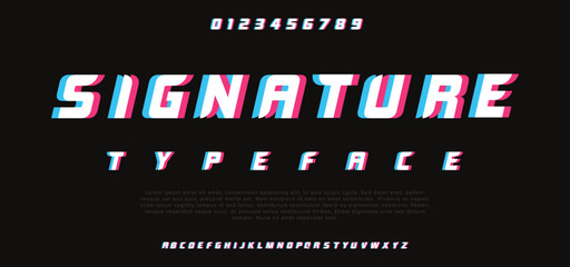 Obraz premium sport future curve, wave modern alphabet fonts. technology typography urban font and number uppercase. vector illustration