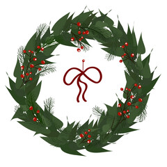 Christmas wreath with red ribbon