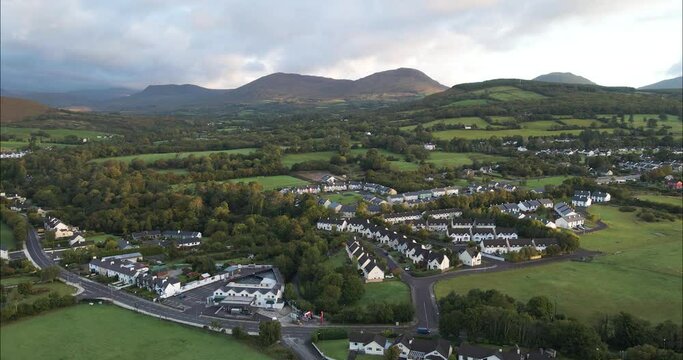 Touristic Town of Kenmare, Ireland in Kerry County - Beautiful Aerial Landscape