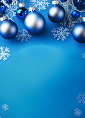 Christmas Background with balls, glitter, lights and deko im blue, red and colorful