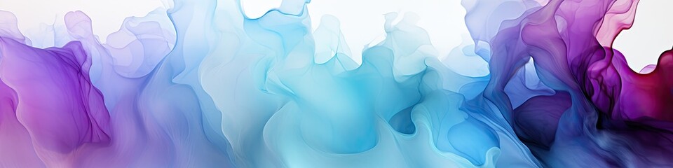 A close up of a painting of blue and purple. Abstract panoramic color banner.