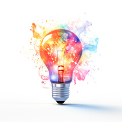 Vibrant Glowing Idea Bulb Lamp: A Creative Design Element Isolated on a Transparent Background, 
Perfect Visualization of Brainstorming, Bright Ideas, and Creative Thinking.