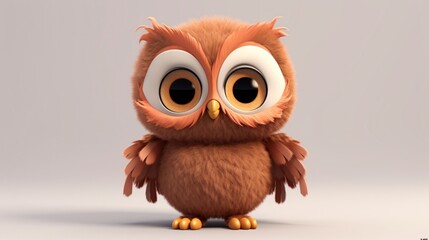 Cute Owl cartoon character.Generative AI