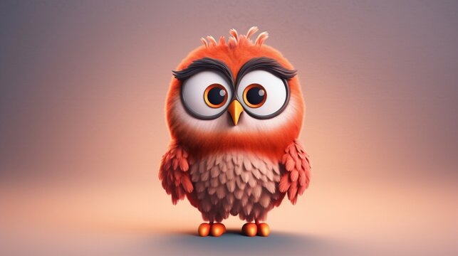 Cute Owl cartoon character.Generative AI