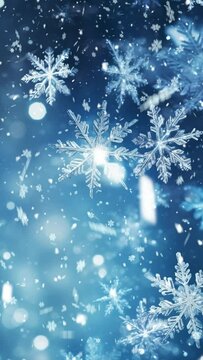 Flocons de neige &eacute;toil&eacute;s qui tombent sur fond bleu