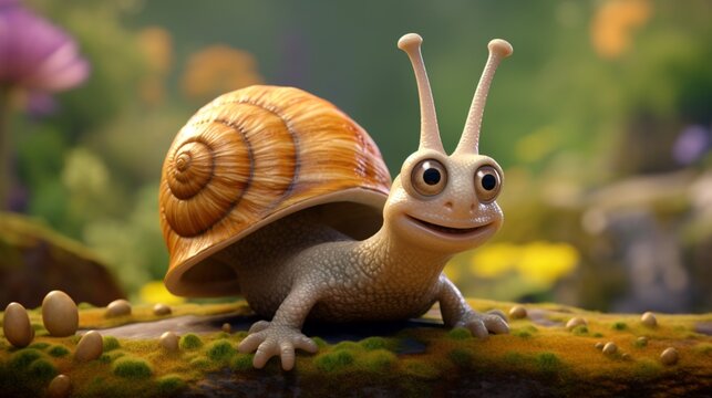 cute snail character.Generative AI