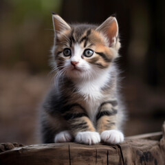 Obraz premium A little cute adorable innocent kitten, little beautiful cute cat, generative ai.