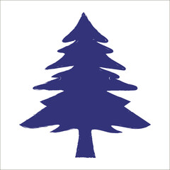 Fototapeta premium Doodle Fir-tree icon, silhouette and vector logo. Flat isolated element. Nature sign and symbol. Christmas tree, happy new year.