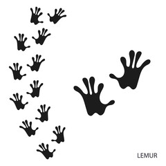 Paw prints, animal tracks, lemur footprints pattern. Icon and track of footprints. Black silhouette. Vector © Tatiana