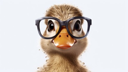 hyper detailed duck wearing glasses clipart on a white.Generative AI