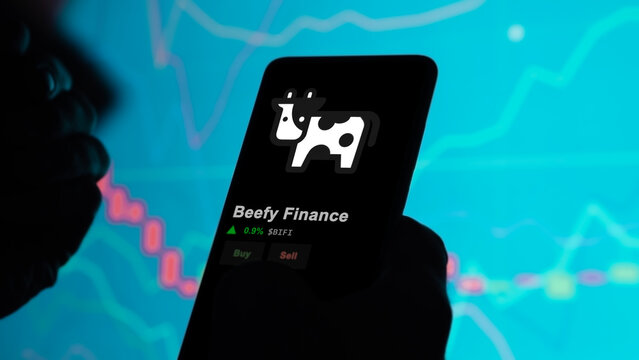 November 3th  2023. An investor analyzing the price of Beefy Finance, the crypto $BIFI broke out above the limit, BIFI and climbs above the price.
