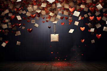 Love notes and letters with hearts - obrazy, fototapety, plakaty