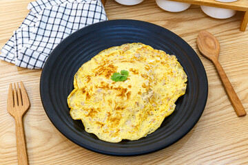 Yellow thin sheet omelette is oil free be appetizing. Easy clean food for healthy.