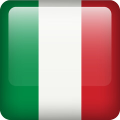 Fototapeta premium Italy flag button. Square emblem of Italy. Vector Italian flag, symbol. Colors and proportion correctly.
