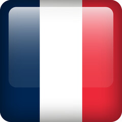 France flag button. Square emblem of France. Vector French flag, symbol. Colors and proportion correctly.