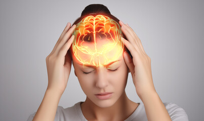 Migraine Or Headache Of A Woman. 3D illustration, AI generated