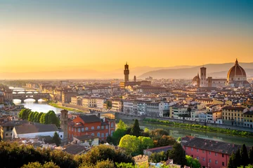 Tuinposter View over Florence with the Dome and Cathedral of Florence, Arno River.Florence,Tuscany,Italy,Europe © Earth Pixel LLC.