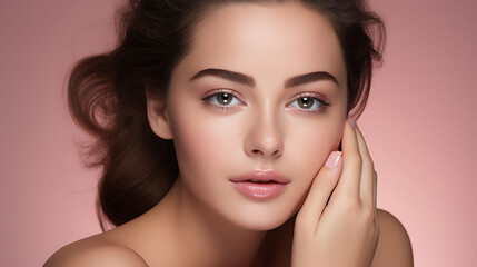 Portrait of beautiful young woman with professional makeup. Perfect skin.