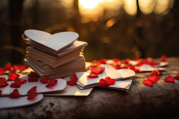 Love notes and letters with hearts - obrazy, fototapety, plakaty