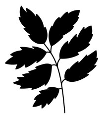 Leaf black silhouette. vector illustration. isolated on transparent background.