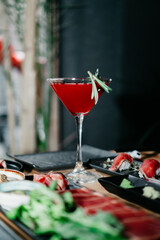 red cocktail in the bar