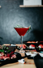 red cocktail in the bar