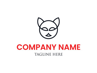 Cat head logo design vector template 
