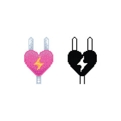 Plug In Love Logo Icon in Pixel Art