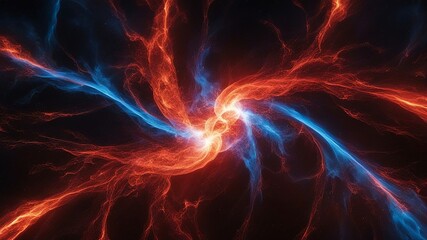 abstract background with lines _A cosmic dance of forces, where the fire and ice plasma are partners. The fire plasma is red  