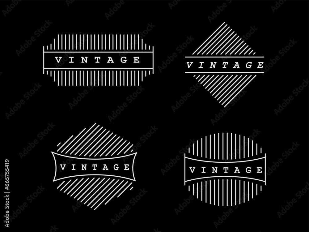 Poster vector design vintage frame with lines shaped circle, hexagon and rectangular style.