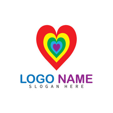 heart love rainbow logo company bussines and stiker,emoticons