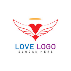 heart love with wings , angel