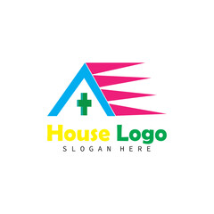 hospital house logo company  bussines  real estate,industrial, building construction property