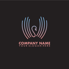 Abstract Swan logo vector template.
