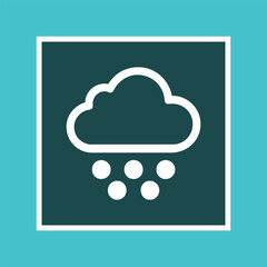 Paper cut Cloud with rain icon isolated on blue background. Rain cloud precipitation with rain drops. Paper art style. Vector