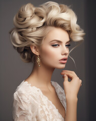 a woman in an elegant hair updo