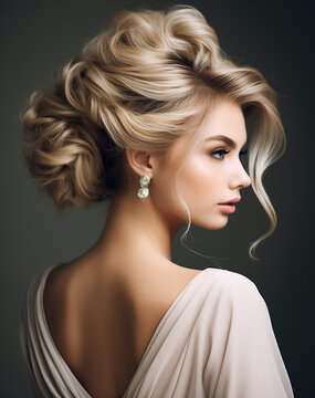 a woman in an elegant hair updo