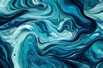 Swirling textures created by amethyst and cobalt paints, resembling an alien landscape Liquid dark blue and green  tendrils of paint intertwining in a mesmerizing abstract dance. 