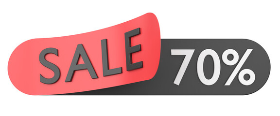 Seventy percent sale. 70% sale. 3D illistration.