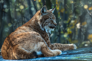 Luchs im Herbstwald