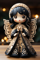 Christmas Wooden Toy Angel Generative AI