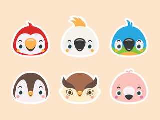 Vector Cute Animal Head Set 4