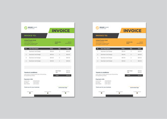 Creative invoice Template in 2 different colot. Vector Business invoice for Print Template